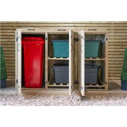 Wheelie Bin & Recycling Box Triple Chest Store - 1 X Wheelie Bin + 4 X Recycling Boxes