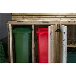 Wheelie Bin & Recycling Box Triple Chest Store - 2 X Wheelie Bin + 2 X Recycling Boxes