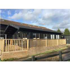6m X 8m Premier Classroom Log Cabin - Insulated - 70mm Wall Thickness - Double Glazing - Toughened Safety Glass Plus 6m X 11m Veranda
