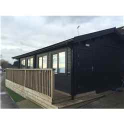 6m X 8m Premier Classroom Log Cabin - Insulated - 70mm Wall Thickness - Double Glazing - Toughened Safety Glass Plus 6m X 11m Veranda