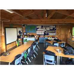 6m X 8m Premier Classroom Log Cabin - Insulated - 70mm Wall Thickness - Double Glazing - Toughened Safety Glass Plus 6m X 11m Veranda