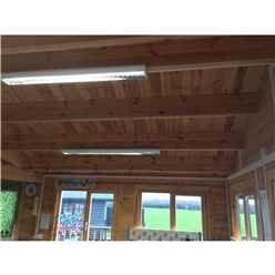 6m X 8m Premier Classroom Log Cabin - Insulated - 70mm Wall Thickness - Double Glazing - Toughened Safety Glass Plus 6m X 11m Veranda