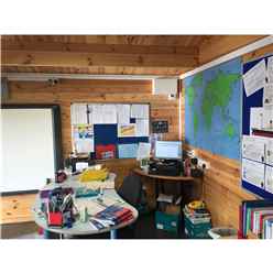 6m X 8m Premier Classroom Log Cabin - Insulated - 70mm Wall Thickness - Double Glazing - Toughened Safety Glass Plus 6m X 11m Veranda