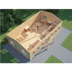 6m X 10m (60m2) Premier Classroom - Building Complaint - Log Cabin - 70mm Wall Thickness - Double Glazing