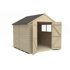 7ft X 7ft (2.2m X 2.1m) Pressure Treated Overlap Apex Wooden Garden Shed With Double Doors And 2 Windows - Modular