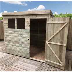 8ft X 8ft Pressure Treated Tongue & Groove Pent Shed + 2 Windows + Single Door + Safety Toughened Glass