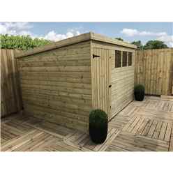 10ft X 7ft Pressure Treated Tongue & Groove Pent Shed With 3 Windows + Single Door +safety Toughened Glass