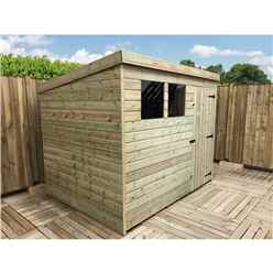 10ft X 3ft Pressure Treated Tongue & Groove Pent Shed + 2 Windows + Single Door + Safety Toughened Glass