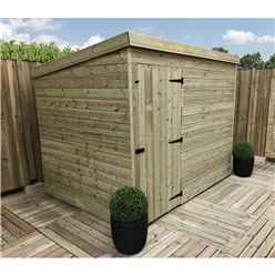 8ft X 8ft Windowless Pressure Treated Tongue & Groove Pent Shed + Single Door