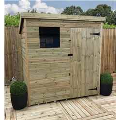 5ft X 3ft Pressure Treated Tongue & Groove Pent Shed With 1 Window + Single Door + Safety Toughened Glass
