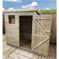 5ft X 4ft Pressure Treated Tongue & Groove Pent Shed With 1 Window + Single Door + Safety Toughened Glass