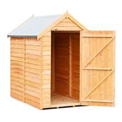 6ft X 4ft  (1.83m X 1.20m) - Super Value Overlap - Apex Wooden Garden Shed - Windowless - Single Door