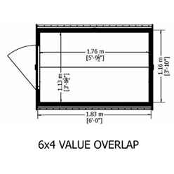 6ft X 4ft  (1.83m X 1.20m) - Super Value Overlap - Apex Wooden Garden Shed - Windowless - Single Door