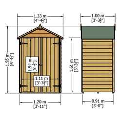 4ft X 3ft (0.91m X 1.20m) - Overlap Shed - Double Doors - Windowless + Shelving