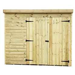 7ft X 6ft Windowless Pressure Treated Tongue & Groove Pent Shed + Double Doors