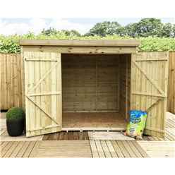 7ft X 6ft Windowless Pressure Treated Tongue & Groove Pent Shed + Double Doors