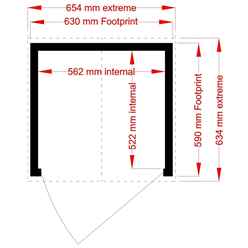 2ft X 2ft  (0.63m X 0.59m) - Tongue & Groove - Pent Garden Store - Windowless - Single Door - 11mm Solid Osb Floor