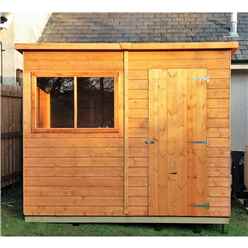 8ft X 6ft (1.83m X 2.39m) - Tongue And Groove - Pent Garden Shed - 1 Window - Single Door