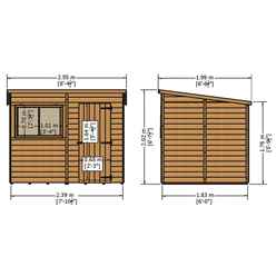 8ft X 6ft (1.83m X 2.39m) - Tongue And Groove - Pent Garden Shed - 1 Window - Single Door