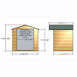 7ft X 5ft (2.05m X 1.55m)  - Premier Wooden Summerhouse - Double Doors - 12mm T&g Walls & Floor