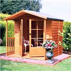 7ft X 7ft (2.05m X 1.98m) - Premier Wooden Summerhouse + Veranda - Double Doors - 12mm T&g Walls & Floor