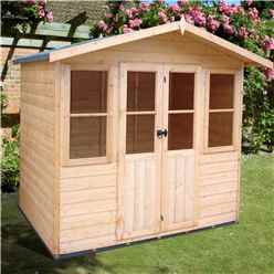 7ft X 5ft (2.05m X 1.62m)  - Premier Wooden Summerhouse - Central Double Doors - 12mm T&g Walls & Floor