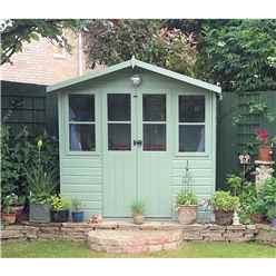 7ft X 5ft (2.05m X 1.62m)  - Premier Wooden Summerhouse - Central Double Doors - 12mm T&g Walls & Floor