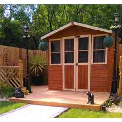 7ft X 5ft (2.05m X 1.62m)  - Premier Wooden Summerhouse - Central Double Doors - 12mm T&g Walls & Floor