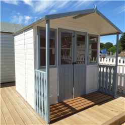 7ft X 7ft (2.05m X 1.55m) -  Premier Wooden Summerhouse - Double Doors - Side Windows - 12mm T&g Walls & Floor