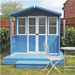 7ft X 7ft (2.05m X 1.55m) -  Premier Wooden Summerhouse - Double Doors - Side Windows - 12mm T&g Walls & Floor