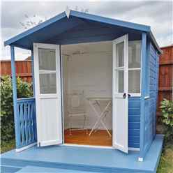 7ft X 7ft (2.05m X 1.55m) -  Premier Wooden Summerhouse - Double Doors - Side Windows - 12mm T&g Walls & Floor