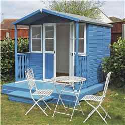 7ft X 7ft (2.05m X 1.55m) -  Premier Wooden Summerhouse - Double Doors - Side Windows - 12mm T&g Walls & Floor