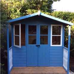 7ft X 7ft (2.05m X 1.55m) -  Premier Wooden Summerhouse - Double Doors - Side Windows - 12mm T&g Walls & Floor