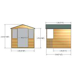 7ft X 7ft (2.05m X 1.55m) -  Premier Wooden Summerhouse - Double Doors - Side Windows - 12mm T&g Walls & Floor