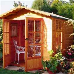 7ft X 7ft (2.05m X 1.98m) - Premier Wooden Summerhouse - Double Doors - 12mm T&g Walls - Floor - Roof