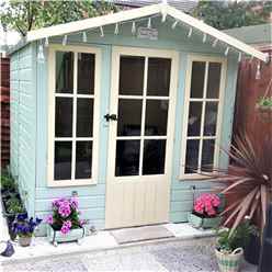 7ft X 7ft (2.05m X 1.98m) - Premier Wooden Summerhouse - Single Door - 12mm T&g Walls - Floor - Roof