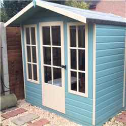 7ft X 7ft (2.05m X 1.98m) - Premier Wooden Summerhouse - Single Door - 12mm T&g Walls - Floor - Roof
