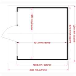 7ft X 7ft (2.05m X 1.98m) - Premier Wooden Summerhouse - Single Door - 12mm T&g Walls - Floor - Roof