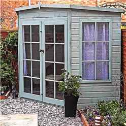 7ft X 7ft (1.98m X 2.05m) - Premier Corner Wooden Summerhouse - Double Doors - 12mm T&g Walls & Floor