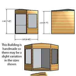 7ft X 7ft (1.98m X 2.05m) - Premier Corner Wooden Summerhouse - Double Doors - 12mm T&g Walls & Floor