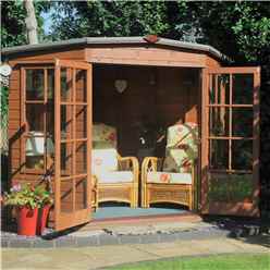 8ft X 8ft (2.24m X 2.24m) - Premier Wooden Corner Summerhouse - Double Doors - 12mm T&g Walls & Floor