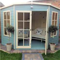 8ft X 8ft (2.24m X 2.24m) - Premier Wooden Corner Summerhouse - Double Doors - 12mm T&g Walls & Floor