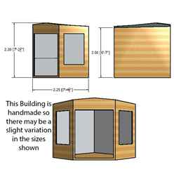 8ft X 8ft (2.24m X 2.24m) - Premier Wooden Corner Summerhouse - Double Doors - 12mm T&g Walls & Floor