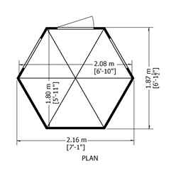 6ft X 7ft (1.87m X 2.16m) -  Premier Wooden Hexagonal Summerhouse - Single Door - 12mm T&g Walls & Floor
