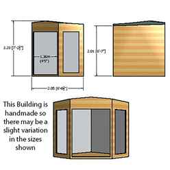7ft X 7ft (2.69m X 2.05m) - Premier Corner Wooden Summerhouse - Double Doors - Side Windows - 12mm T&g Walls & Floor