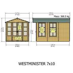 10ft X 7ft (2.97m X 2.05m) - Premier Wooden Summerhouse - Optional Veranda - 12mm T&g Walls - Floor - Roof