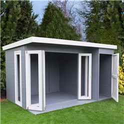 12ft X 8ft (3.59m X 2.39) - Premier Pent Wooden Summerhouse - 4 Windows - Double Doors - 12mm T&g Walls - Floor - Roof