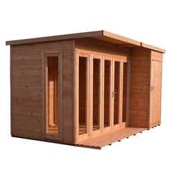 12ft X 8ft (3.59m X 2.39) - Premier Pent Wooden Summerhouse - 4 Windows - Double Doors - 12mm T&g Walls - Floor - Roof