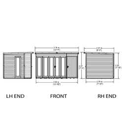 12ft X 8ft (3.59m X 2.39) - Premier Pent Wooden Summerhouse - 4 Windows - Double Doors - 12mm T&g Walls - Floor - Roof
