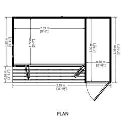 12ft X 8ft (3.59m X 2.39) - Premier Pent Wooden Summerhouse - 4 Windows - Double Doors - 12mm T&g Walls - Floor - Roof